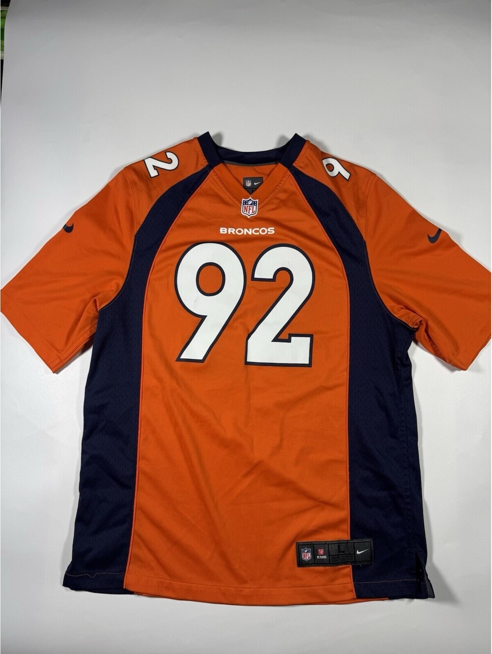 Nike On Field Denver Broncos Elvis Dumervil NFL Authentic Jersey #92 Mens Size L